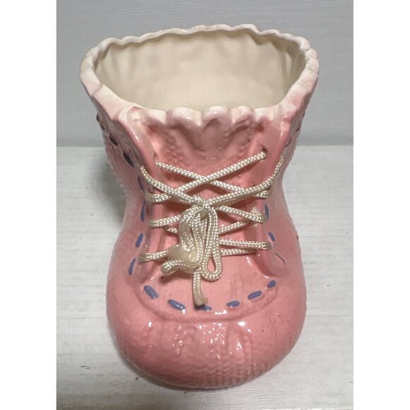 Inarco Ceramic Pink Baby Bootie Planter With Lace Detail Japan Vintage 3.25" Tal - Picture 5 of 9